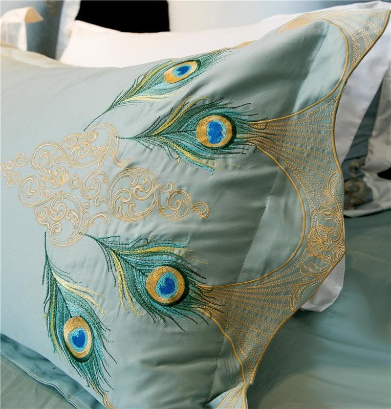 Temperature-Regulating Peacock Rue Duvet Cover — Breathable Lyocell Blend, Queen 90x90in | OEKO-TEX, Machine Washable