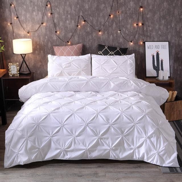 Temperature-Regulating Pinch Pleat 3 Piece Duvet Cover — Breathable Lyocell Blend, Queen 90x90in | OEKO-TEX, Machine Washable
