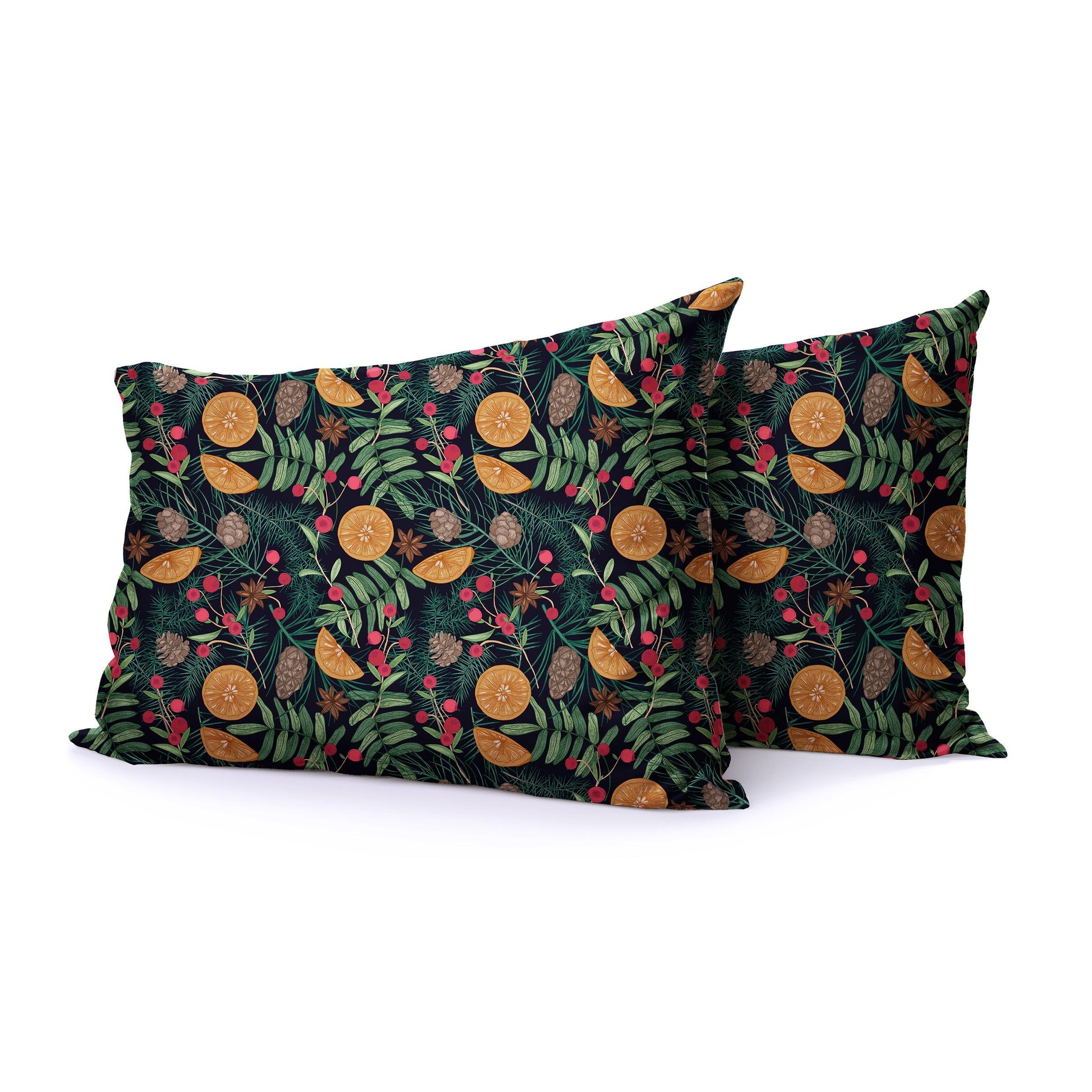 Temperature-Regulating Pine Spruce Orange Berries Duvet Cover — Breathable Lyocell Blend, Queen 90x90in | OEKO-TEX, Machine Washable — view 7