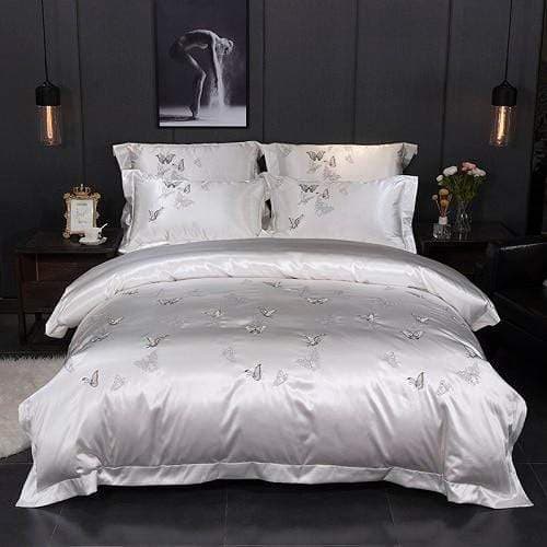 Temperature-Regulating Platinum Falls Cover Duvet Cover — Breathable Lyocell Blend, Queen 90x90in | OEKO-TEX, Machine Washable — view 5