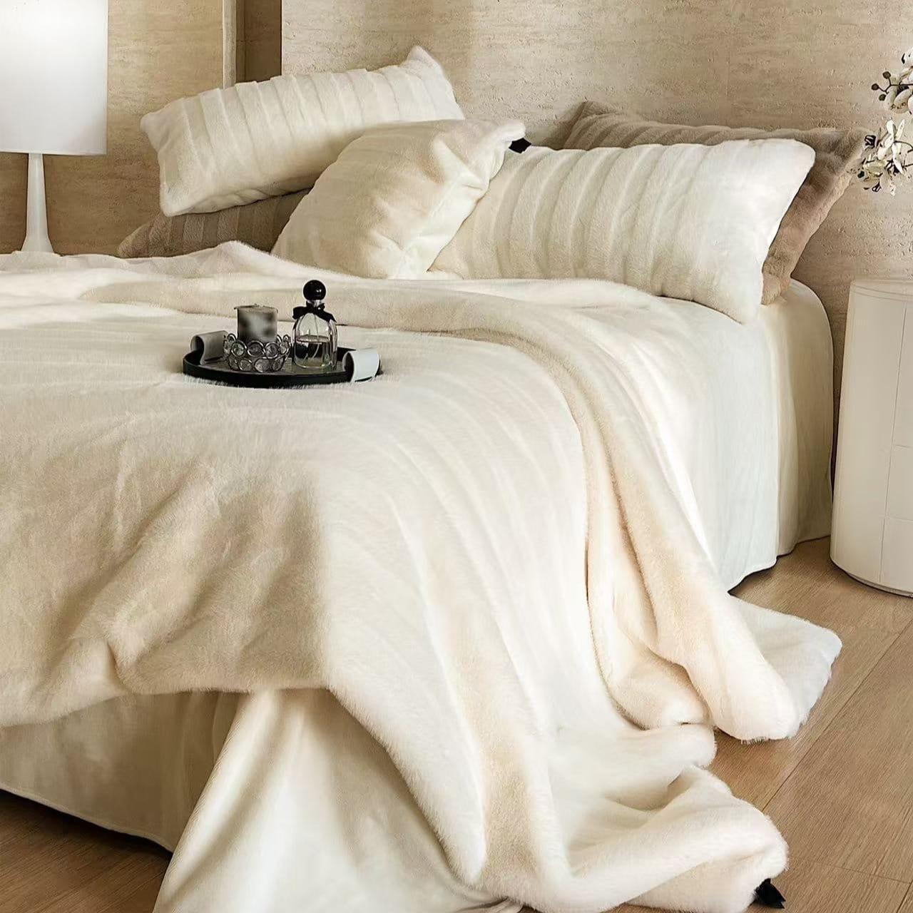 Cozy & Luxurious Plush Striped Fur Blanket — Faux Fur & Polyester, Queen | Machine Washable — view 7