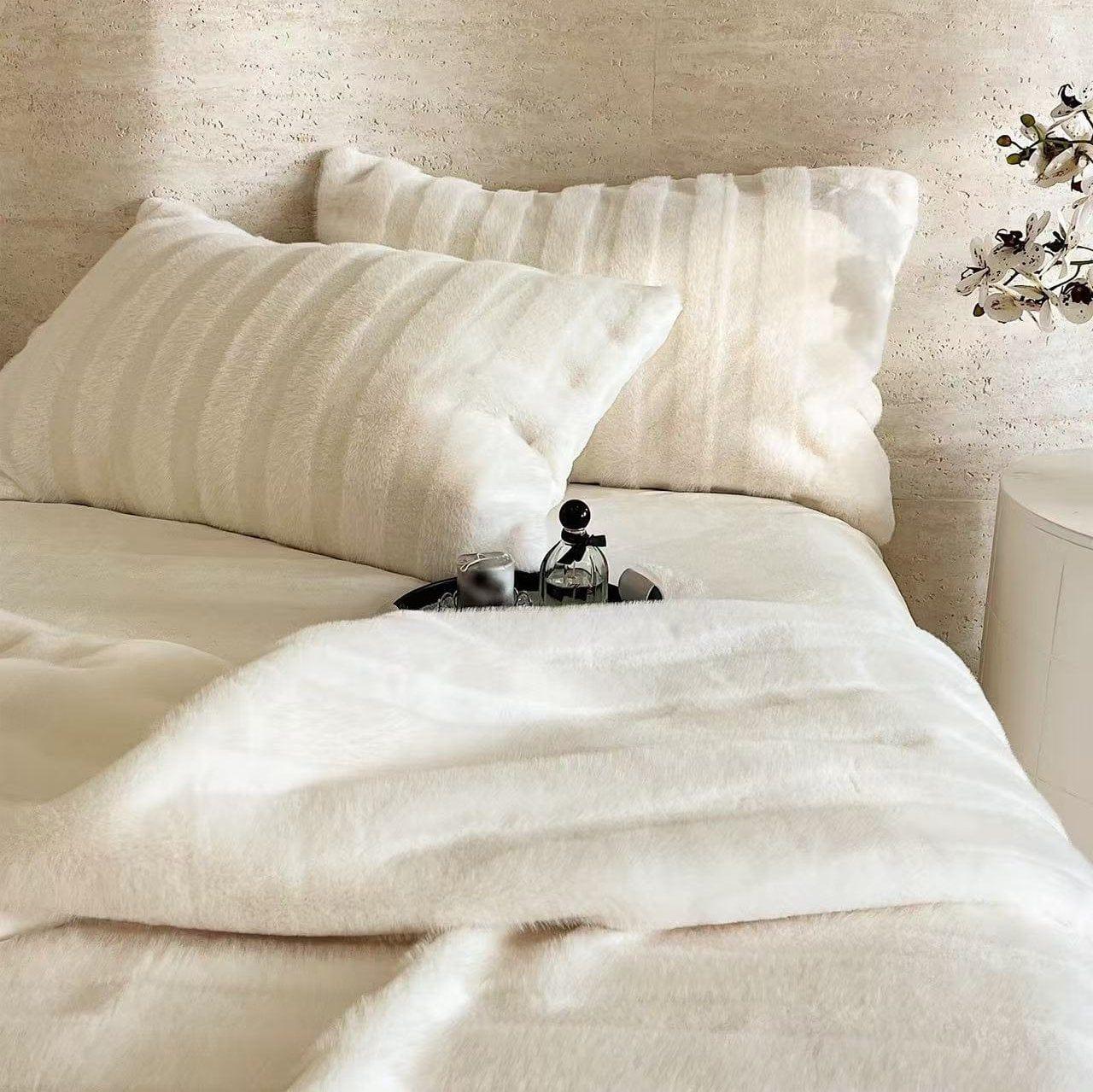 Cozy & Luxurious Plush Striped Fur Blanket — Faux Fur & Polyester, Queen | Machine Washable — view 10