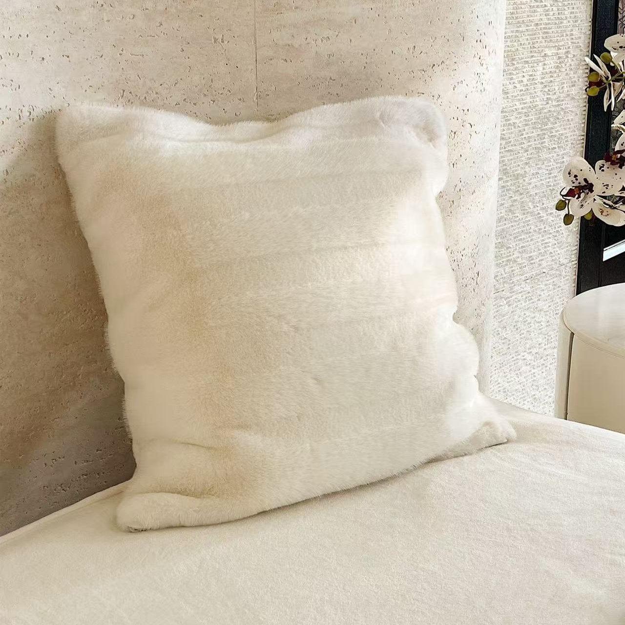Striped Faux-Fur Throw Pillow — Plush, Ultra-Soft Decorative Accent | Cozy Bedroom — view 1
