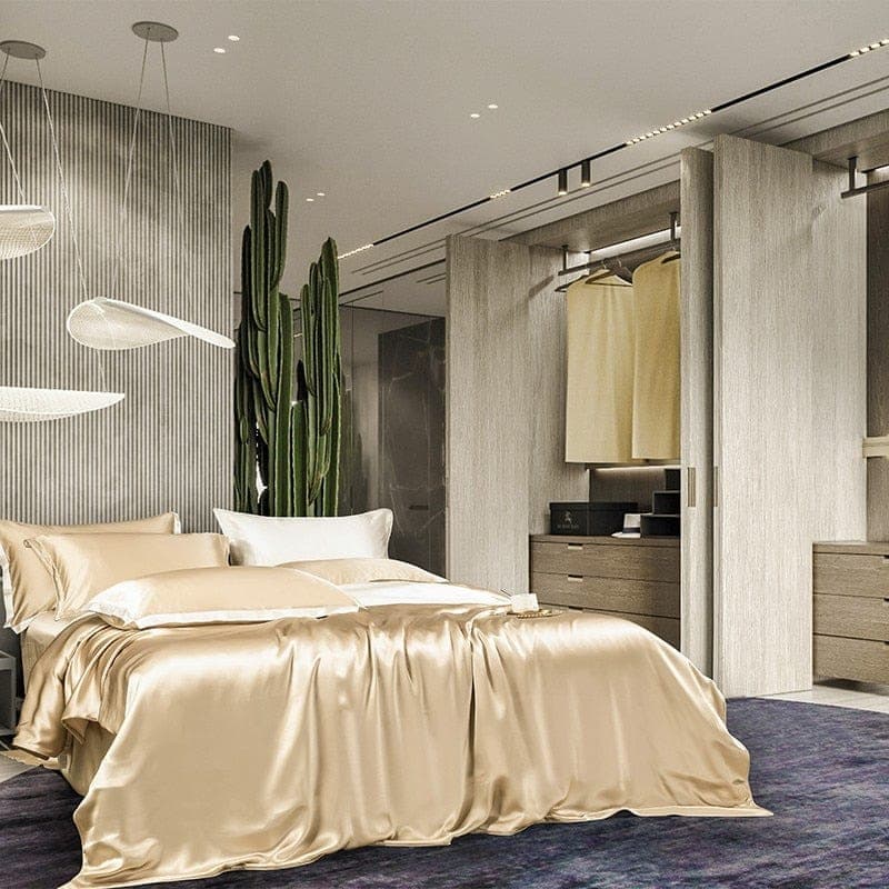 Hair & Skin-Friendly Champagne Mulberry Silk Bedding — 22-Momme Mulberry Silk, Queen | OEKO-TEX, Hypoallergenic — view 2