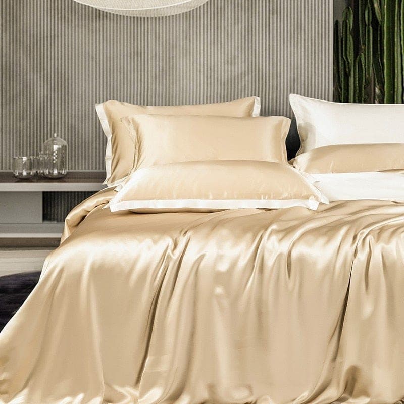 Hair & Skin-Friendly Champagne Mulberry Silk Bedding — 22-Momme Mulberry Silk, Queen | OEKO-TEX, Hypoallergenic — view 3