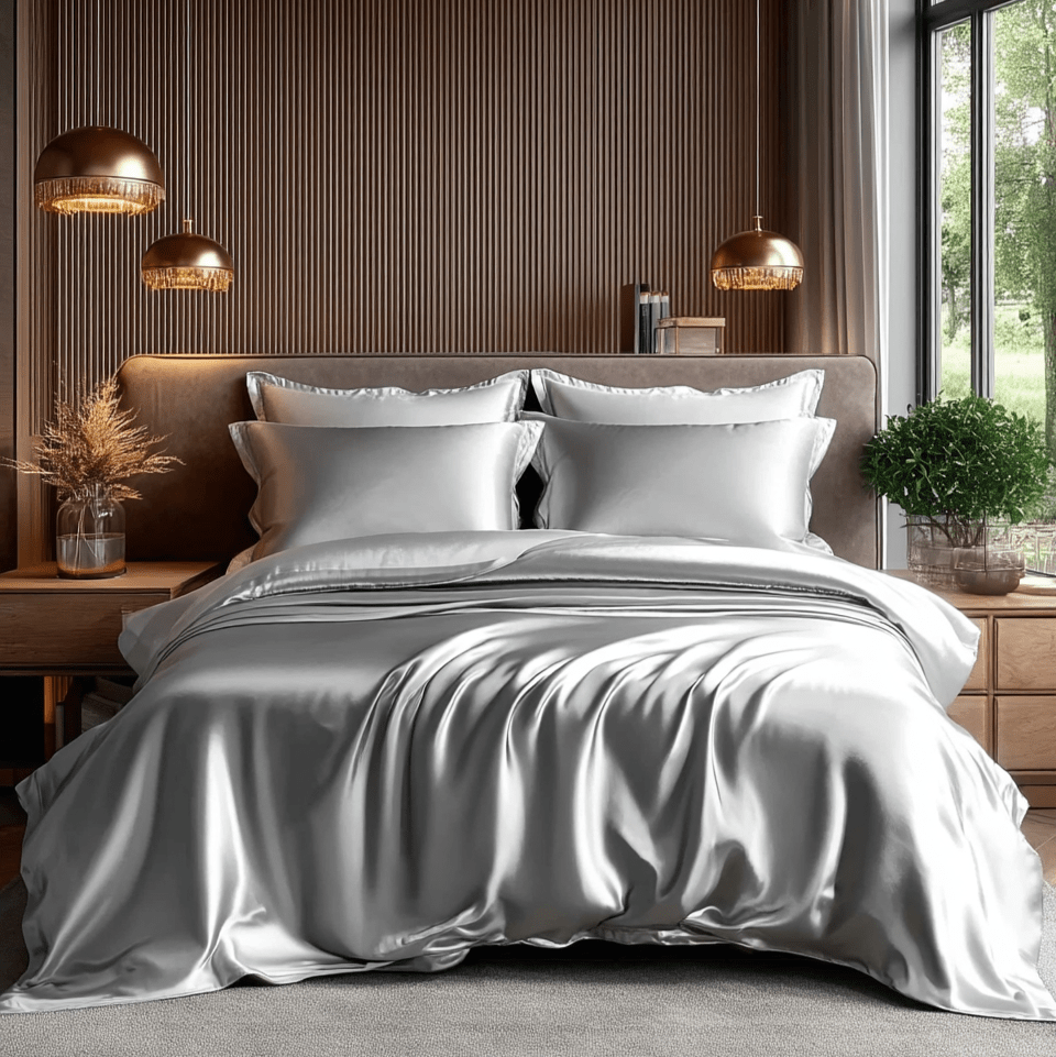 Hair & Skin-Friendly Grey Mulberry Silk Bedding — 22-Momme Mulberry Silk, Queen | OEKO-TEX, Hypoallergenic — view 1