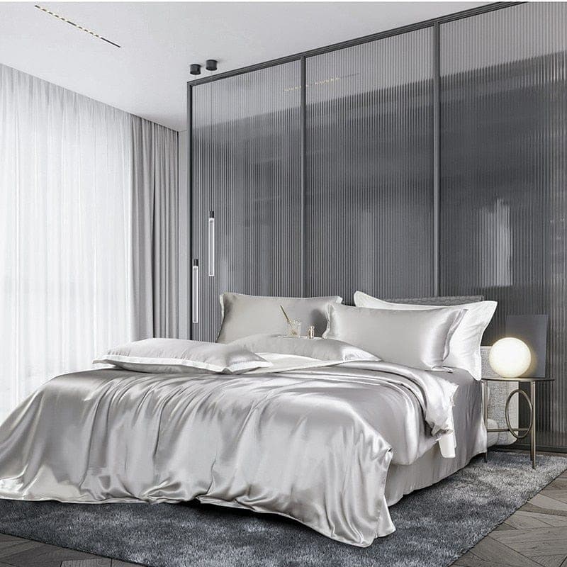 Hair & Skin-Friendly Grey Mulberry Silk Bedding — 22-Momme Mulberry Silk, Queen | OEKO-TEX, Hypoallergenic — view 6