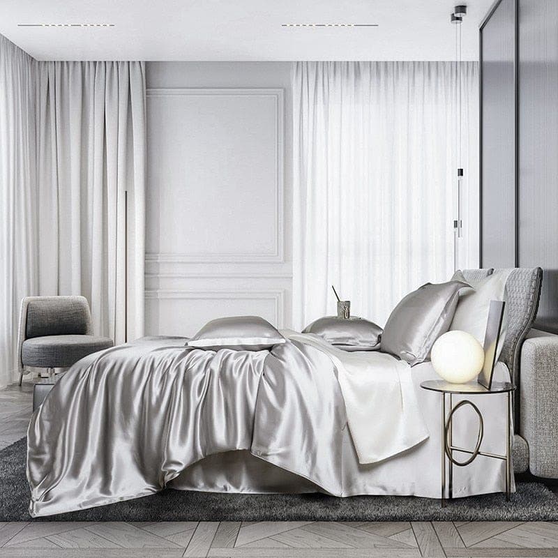 Hair & Skin-Friendly Grey Mulberry Silk Bedding — 22-Momme Mulberry Silk, Queen | OEKO-TEX, Hypoallergenic — view 7