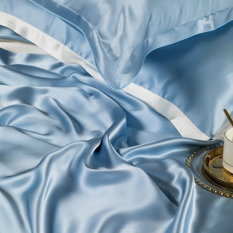 Hair & Skin-Friendly Sky Blue Mulberry Silk Bedding — 22-Momme Mulberry Silk, Queen | OEKO-TEX, Hypoallergenic — view 11