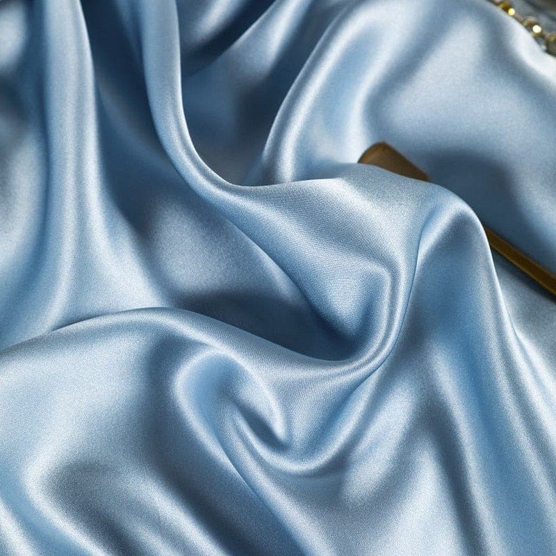 Hair & Skin-Friendly Sky Blue Mulberry Silk Bedding — 22-Momme Mulberry Silk, Queen | OEKO-TEX, Hypoallergenic — view 12