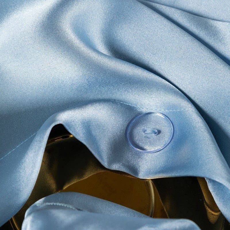 Hair & Skin-Friendly Sky Blue Mulberry Silk Bedding — 22-Momme Mulberry Silk, Queen | OEKO-TEX, Hypoallergenic — view 14