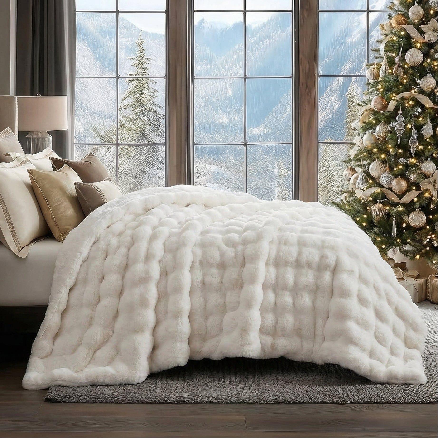 Cozy & Luxurious Rabbit Faux Fur Blanket — Faux Fur & Polyester, Queen | Machine Washable — view 1
