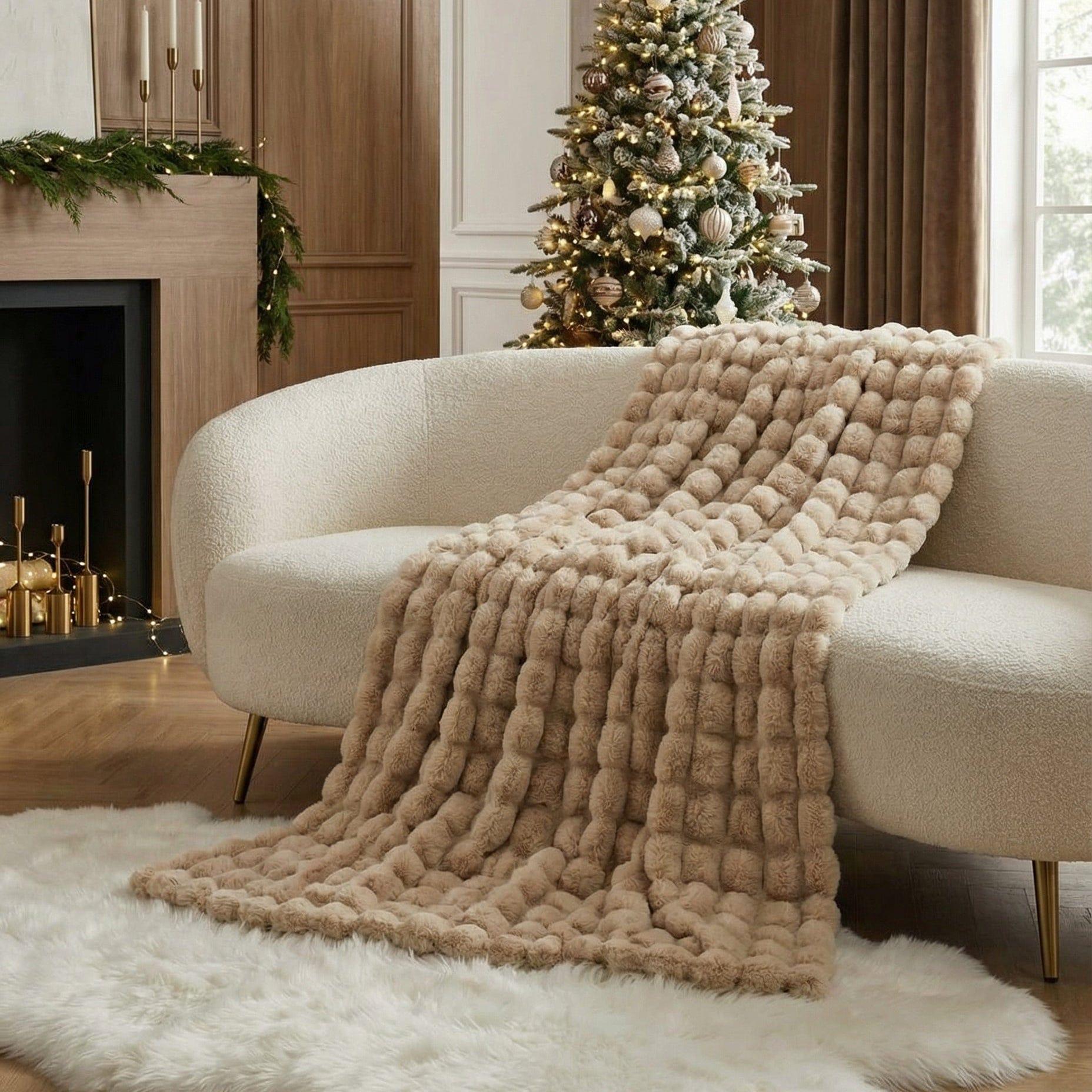 Cozy & Luxurious Rabbit Faux Fur Blanket — Faux Fur & Polyester, Queen | Machine Washable — view 2