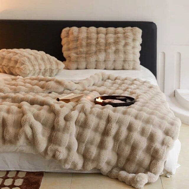 Cozy & Luxurious Rabbit Faux Fur Blanket — Faux Fur & Polyester, Queen | Machine Washable — view 5