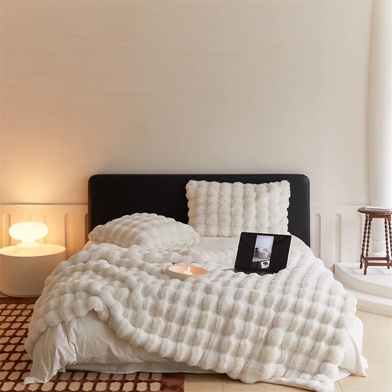 Cozy & Luxurious Rabbit Faux Fur Blanket — Faux Fur & Polyester, Queen | Machine Washable — view 6