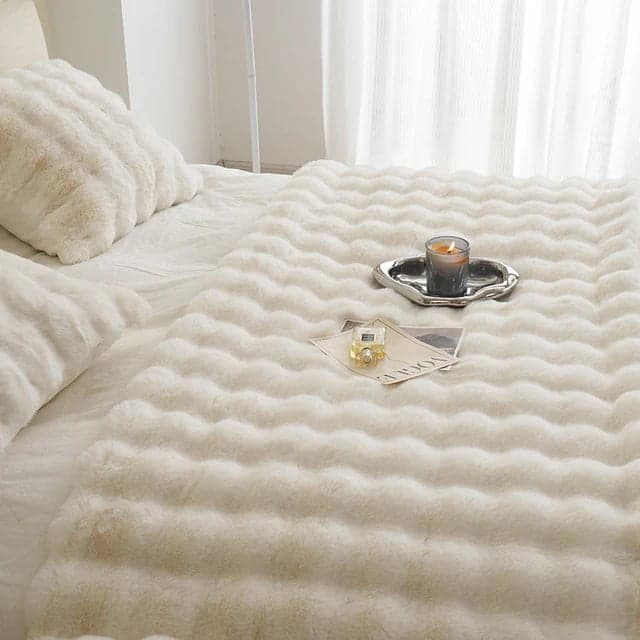 Cozy & Luxurious Rabbit Faux Fur Blanket — Faux Fur & Polyester, Queen | Machine Washable — view 8