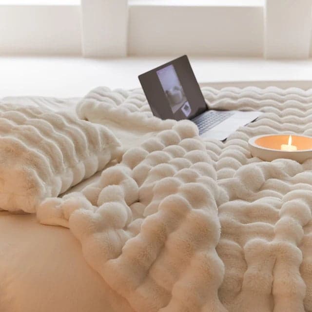 Cozy & Luxurious Rabbit Faux Fur Blanket — Faux Fur & Polyester, Queen | Machine Washable — view 9