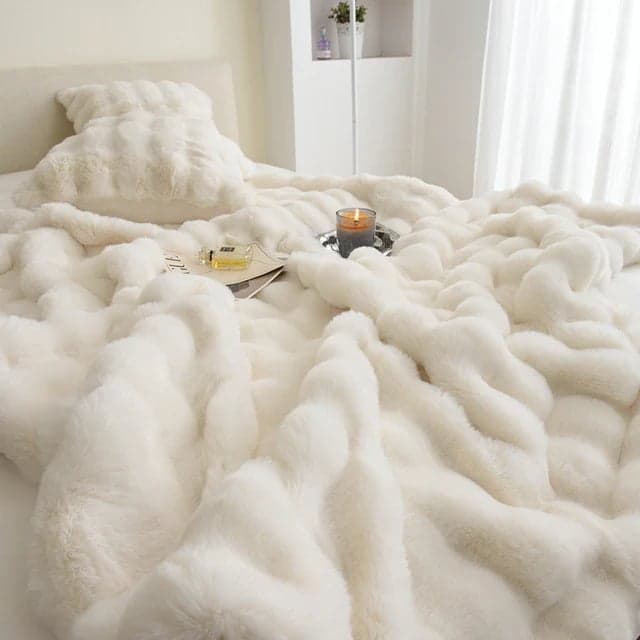 Cozy & Luxurious Rabbit Faux Fur Blanket — Faux Fur & Polyester, Queen | Machine Washable — view 10