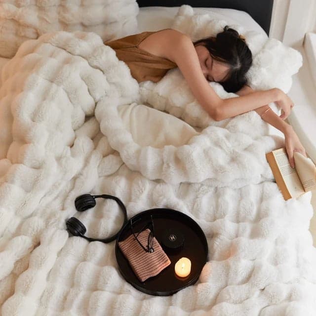 Cozy & Luxurious Rabbit Faux Fur Blanket — Faux Fur & Polyester, Queen | Machine Washable — view 12