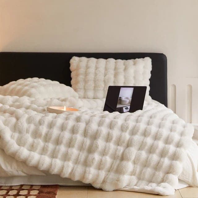 Cozy & Luxurious Rabbit Faux Fur Blanket — Faux Fur & Polyester, Queen | Machine Washable — view 13