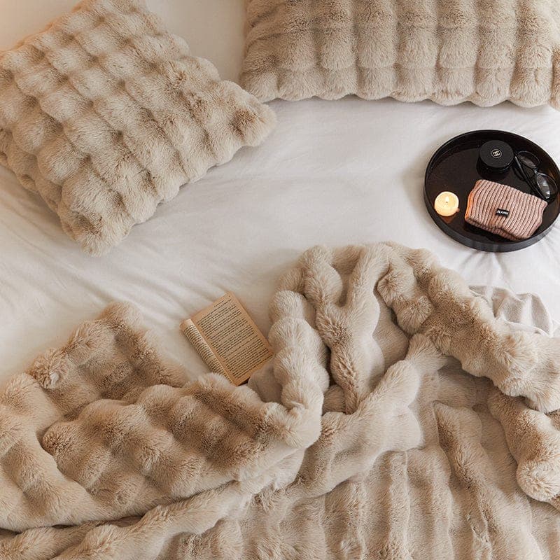 Cozy & Luxurious Rabbit Faux Fur Blanket — Faux Fur & Polyester, Queen | Machine Washable — view 21