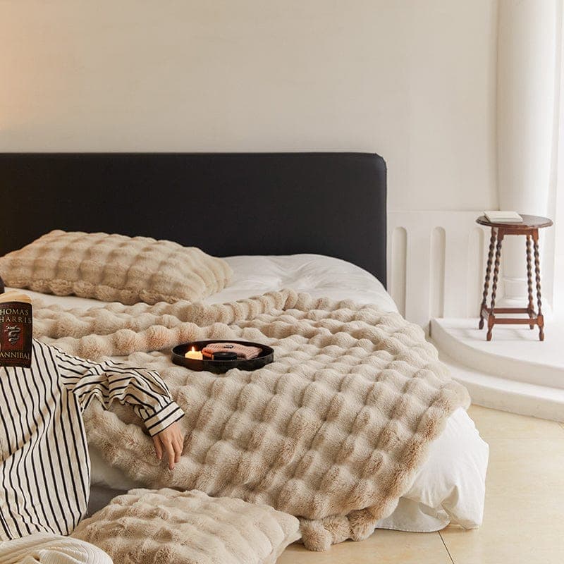 Cozy & Luxurious Rabbit Faux Fur Blanket — Faux Fur & Polyester, Queen | Machine Washable — view 23