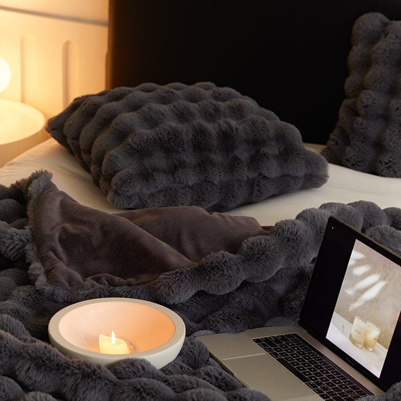 Cozy & Luxurious Rabbit Faux Fur Blanket — Faux Fur & Polyester, Queen | Machine Washable — view 25