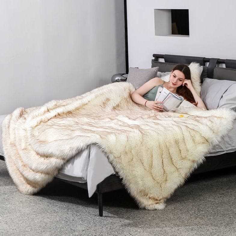 Arctic Fox Faux-Fur Blanket Throw — view 3