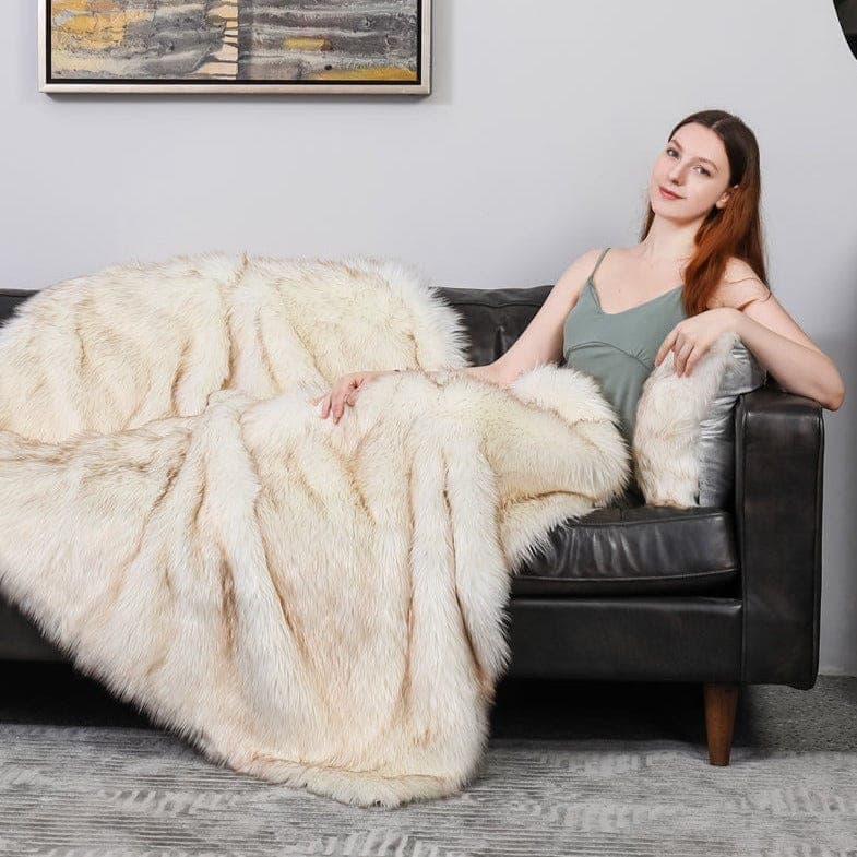 Arctic Fox Faux-Fur Blanket Throw — view 4