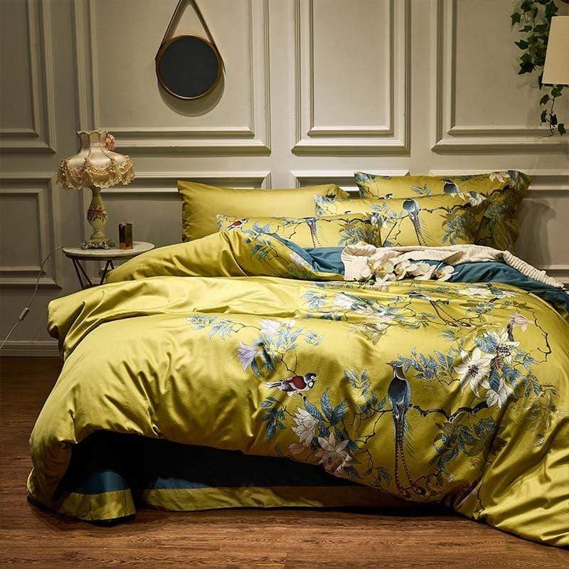 Tranquility Yellow Pillowcase Set (Long-staple Sateen Cotton) — view 4