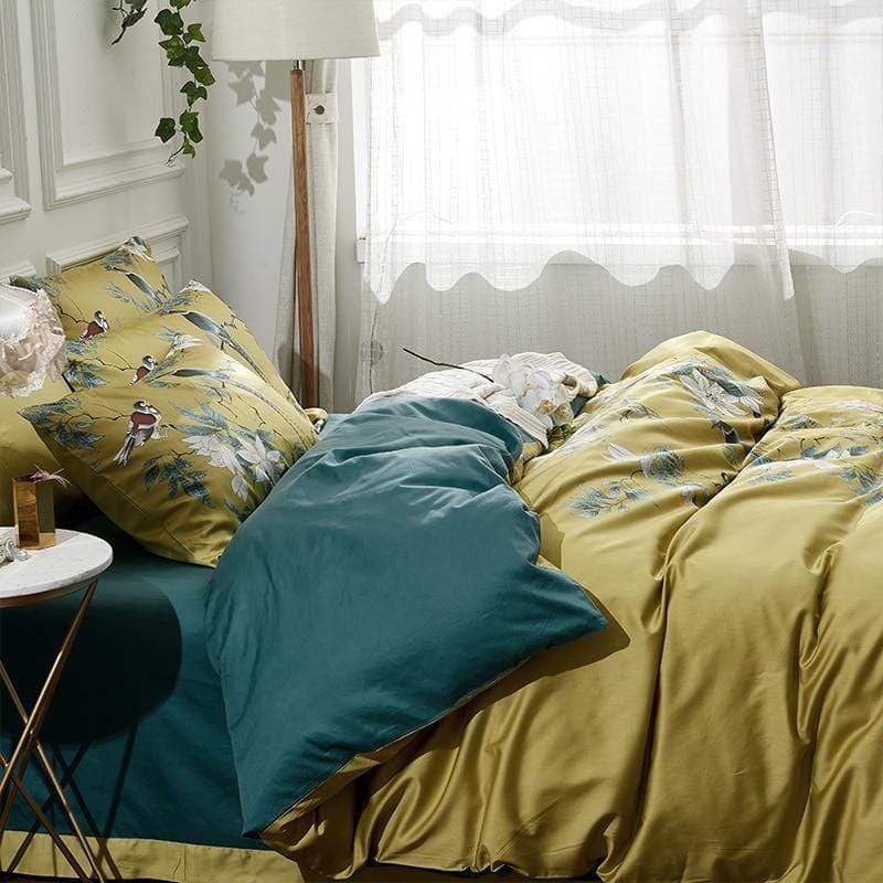 Tranquility Yellow Pillowcase Set (Long-staple Sateen Cotton) — view 6